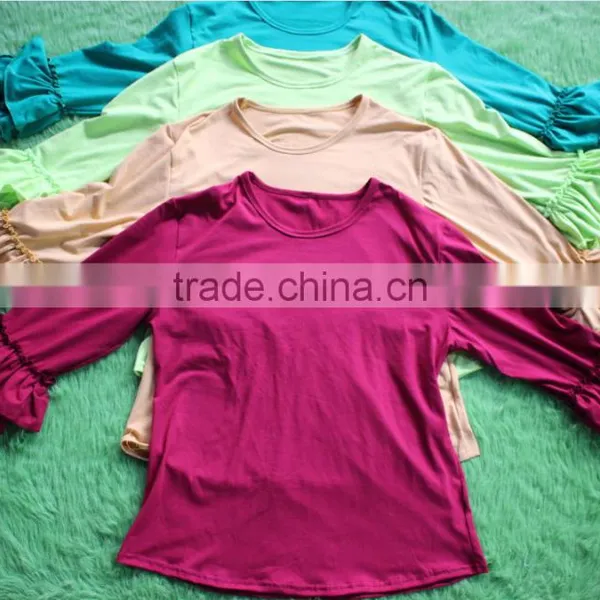 Plus Size Cotton Mom Shirts Solid Color Ruffle Top 3/4 Sleeves Lady Blouse Wholesale Mom Top Spring Summer Women Clothes photo-2