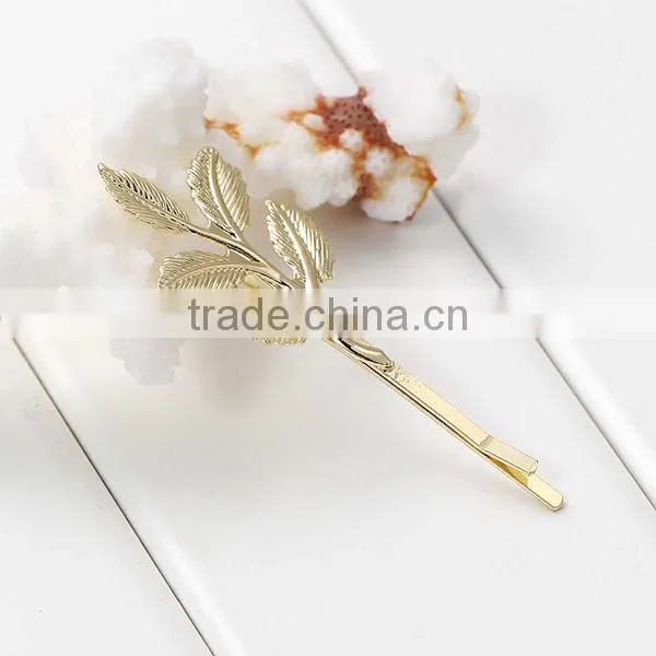New Fshion Hair Clips Leaf Gold Plated 6.2cm - 6cm X2.5cm photo-2
