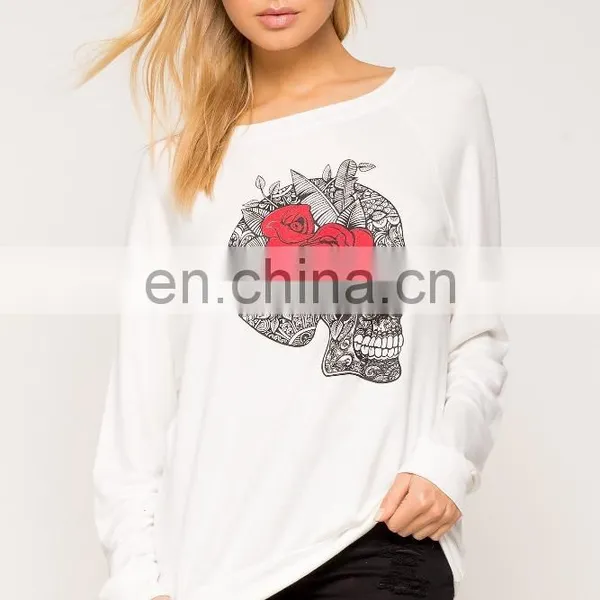 Wholesale Custom Lady Fashion Floral Printed Long Sleeve T-shirt photo-4