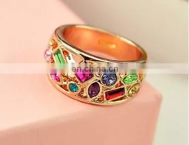 Fashion Thumb Forefinger Middle Finger Rings for Men Women Unisex With Austrian Crystal Gold Plated photo-3