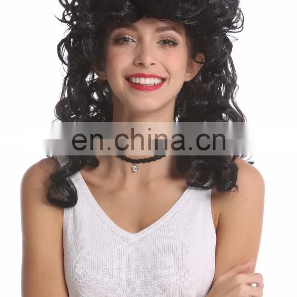Crazy Party Black Long Wigs P-W204 photo-4