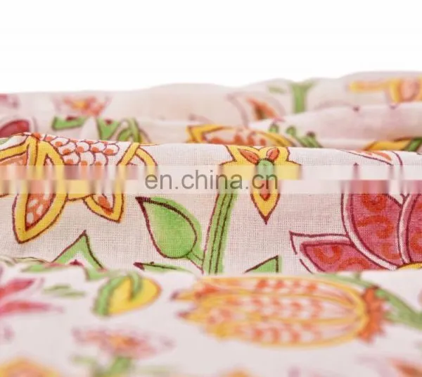 Indian Latest Floral Fabric Wholesaler Hand Block Printed Designer Sanganeri Cotton Running photo-2