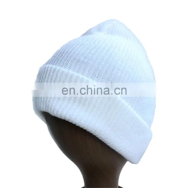 Custom Brand Logo Womens White Knitted Beanie Hat for Women photo-3