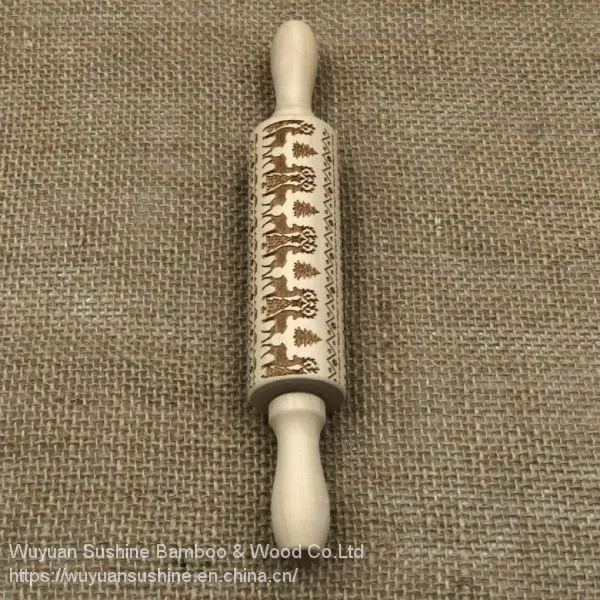 Laser Printing Wooden Rolling Pin,Made of Chinese Cherry photo-2