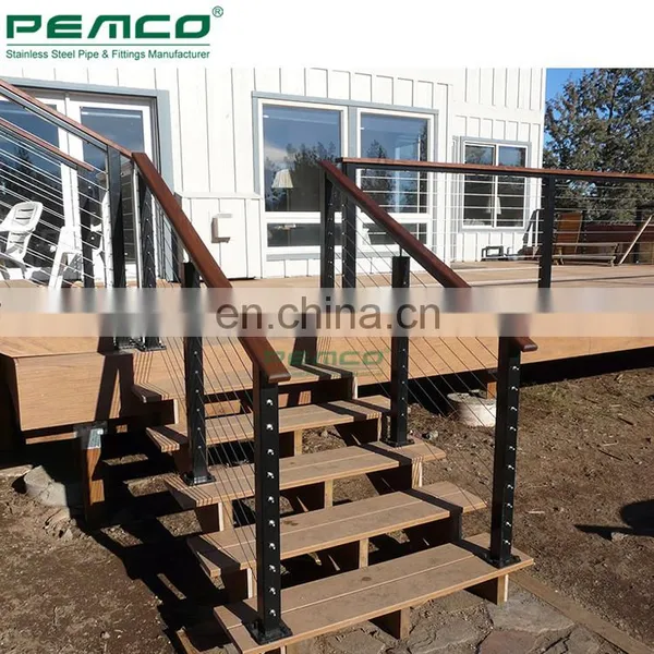 Outdoor Deck Powder Coating 316 Stainless Steel Black Staircase Designs Cable Railing Kit System photo-2