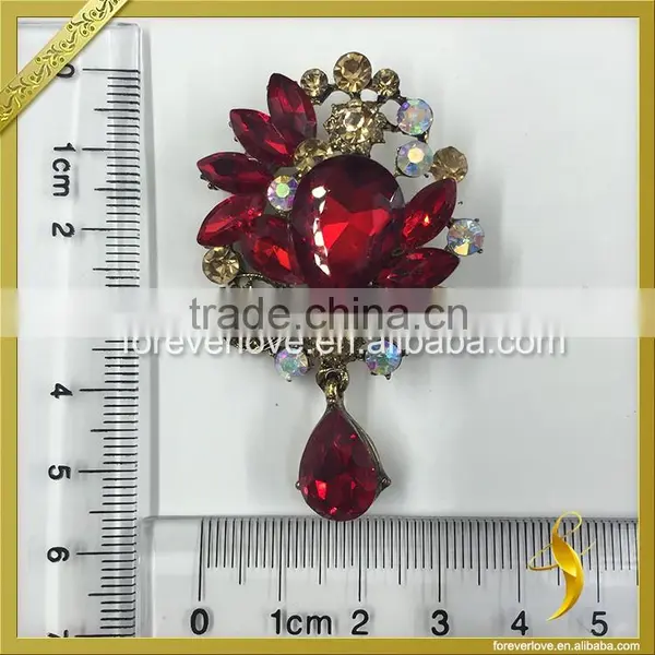 Crystal Shoe Brooches Vintage Red Rhinestone Brooches for Shoes FB-081 photo-2