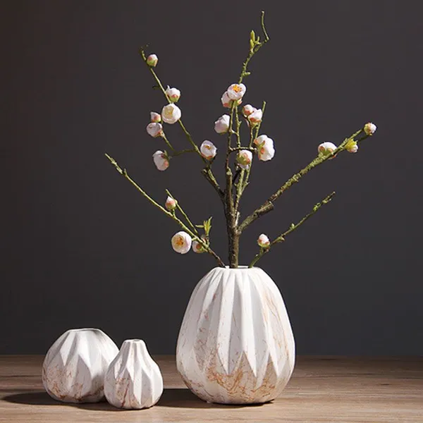 Irregular Marble Nordic Creative Large Ceramic Vase For Showroom Living Room Decoration photo-3