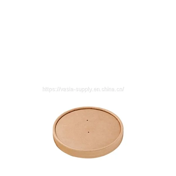 Souper Food Container Lid 16oz Kraft-Takeaway Soup Cup Lid, Ice Cream Container Lid-8oz Brown Vented Lids photo-2