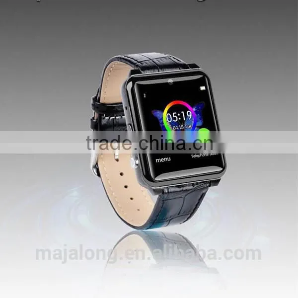 The Latest Calf-leather Band Bluetooth 3.0 Watch Phone With GPS&Facebook&WeChat and Remote Control Camera for J68 Smart Watch