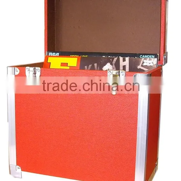 High Quality Red Faux Leather LP Record Carrier Case,red Vinyl lp Flight Box,professional Faux Leather DJ Flight Case Record Box photo-2