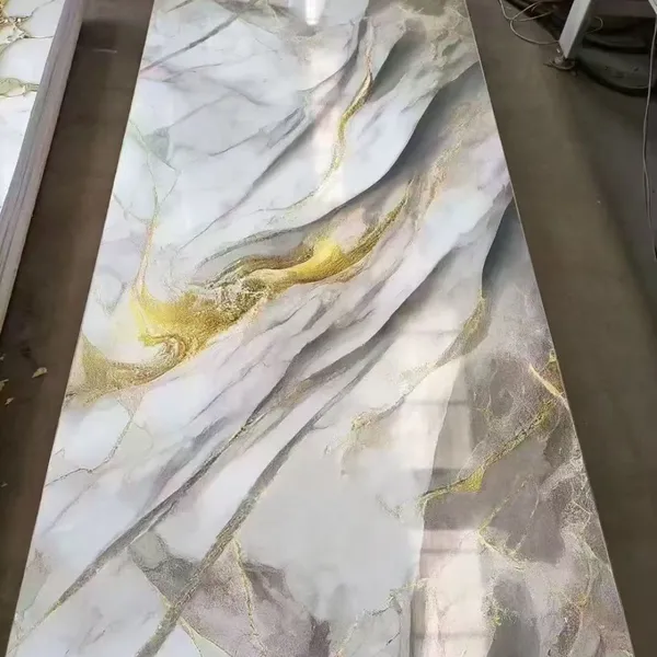 PVC Golden Marble Panel With Various Surface Pattern Glossy Surface Perfect Wall Panels for Home and Office