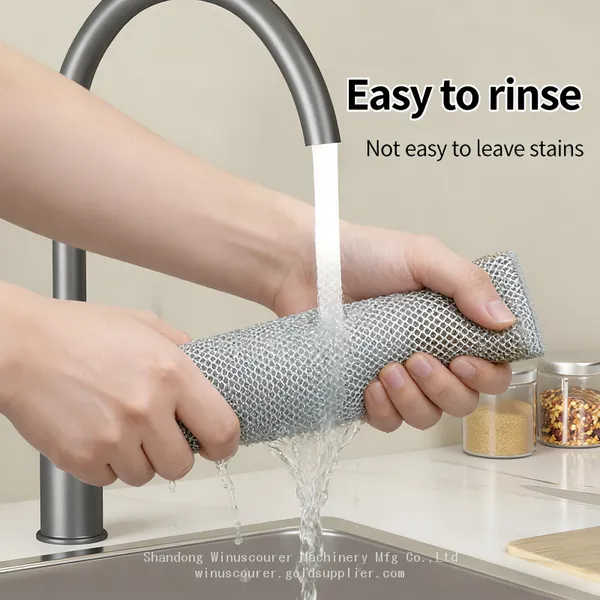 2 in 1 Microfiber Kitchen Scrubber Cloth Non Scratch Dish Cloth Absorbent Kitchen Cleaning Towel photo-4