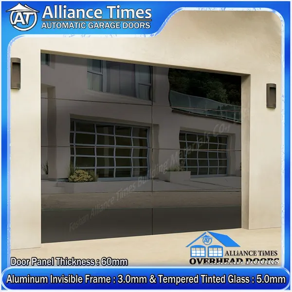 Australian Modern Aluminum Flush Glazed Tempered Glass Panels Sectional Automatic Electric Garage Doors photo-4