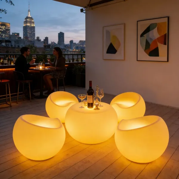 Factory Direct Modern Design Plastic Luminous Tables and Chairs for Outdoor Garden Party Wedding Bar Use Top Industry Choice photo-2