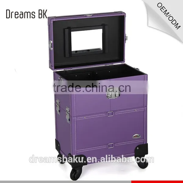 360 Degree Professional Rolling Wheels Trolley Makeup Case for Travel Cosmetic Display Case photo-4