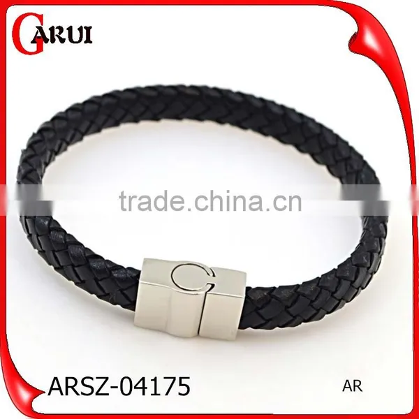 Customized Logo Bio Magnetic Clasp Bracelet Genuine Leather Man Bracelet photo-2