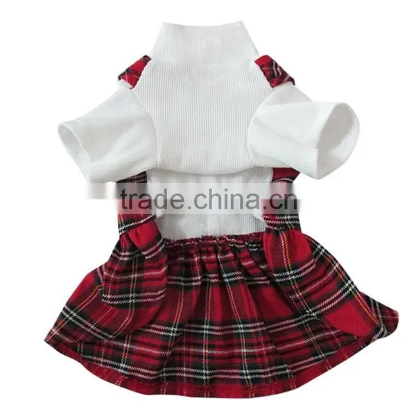 Wholesale Scotland Plaid Decorative Border Dog Skirt With White Collar photo-6