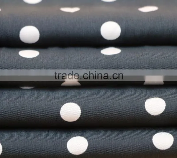 Summer Top Selling Women Dresses Cupro Type100%viscose Twill Dot Print Fabric photo-2