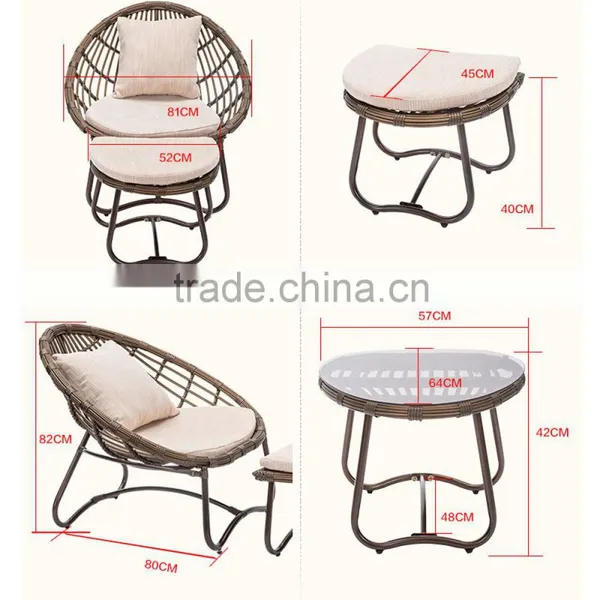 2PCS Chaise Portable Deck Outdoor Beach Rattan Lazy People Sun Lounger photo-2