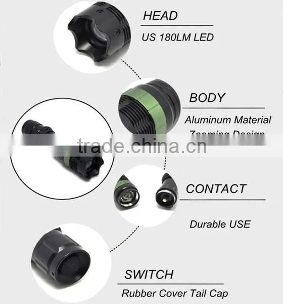 (120242) Zooming Aluminum Alloy 1*18650/3*AAA Police Torch Rechargeable Led Flashlight photo-3