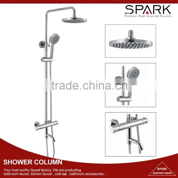 SPARK Factory Thermostatic Wall Exposed Rainfall Faucet Shower Column Set