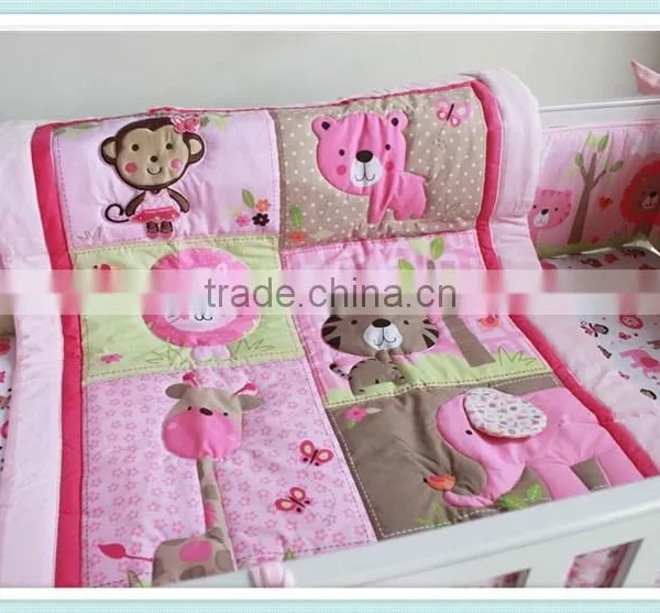 Sweet Zoo Girls Crib Bedding Set Dust Ruffle Set From Professional Manufacturer photo-2