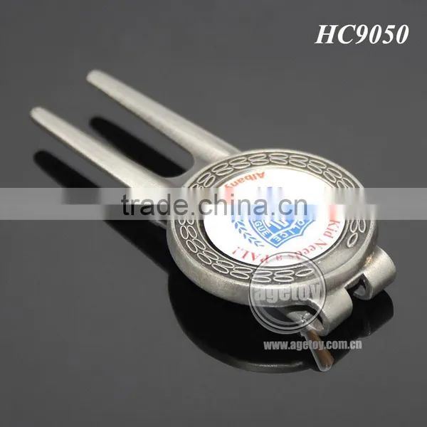 New York League Team Souvenir Print Logo Custom Alloy Antique Silver Plated Metal Golf Divot Tool photo-4