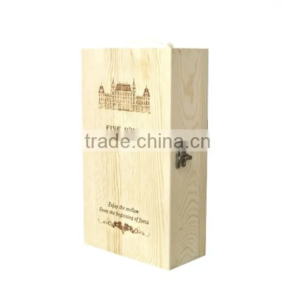 Cheap Pine Wood 4 Bottle Wine Box for Sale photo-3