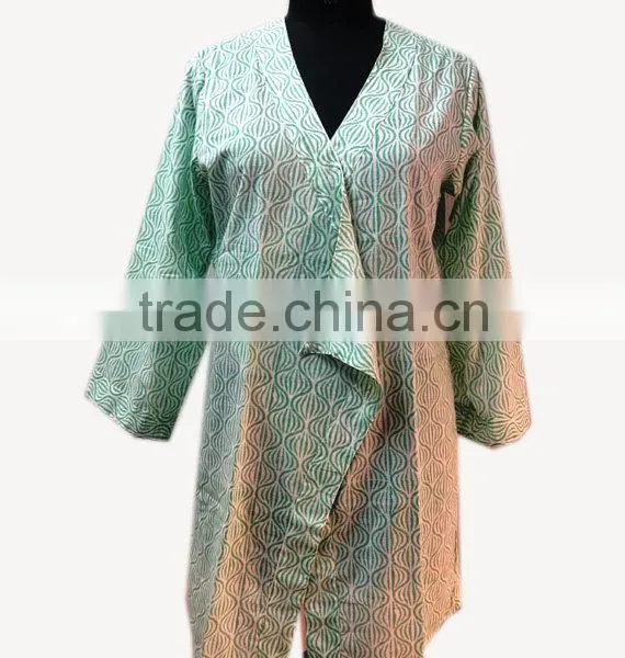 Designer Cotton Girls Sexy Top Hand Block Printed Stylish Women Kaftan Dress Summer Wear Beach Wear Summer Tunic Shrug Style Top