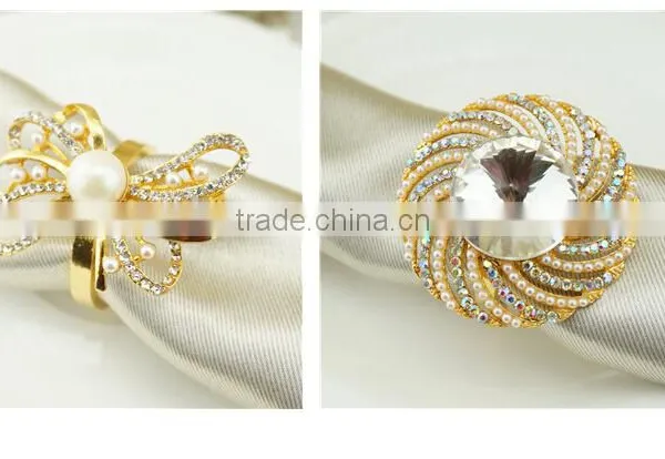 Alloy Cheap Napkin Ring for Wedding Decoration Bulk Wholesale Silver Crystal Pearl Customize photo-5
