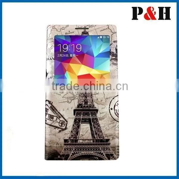 Window Touch Protective Leather Case for Galaxy S5, Side Flip PC+PU Leather Protective Case for Samsung Galaxy S5 photo-3