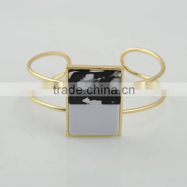 Fashion Woman Style Gold Plating Multi-ply Alloy Bracelets Bangles With Natural Stone Bracelet photo-2