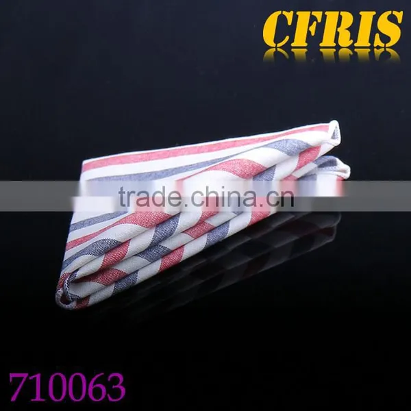 Classical High Quality Striped 100% Cotton Pocket Square photo-2