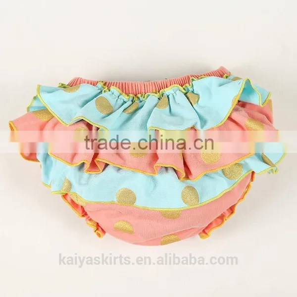 New Gold Dot Ruffled 100% Cotton Baby Pictures of Girls Without Runderwear photo-3