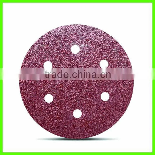 Red Round Aluminum Oxide Hook and Loop Disc Sandpaper Disc Made in China photo-4