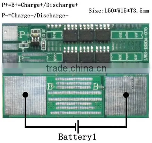 Double Sided BMS/PCM for Lifepo4 Battery Pack LWS-1S20A-075( 1S)