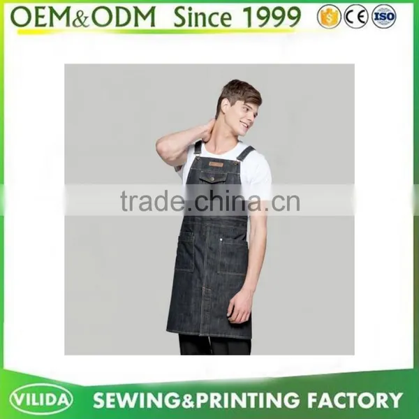 Wholesale 2016 Latest Cotton Denim Adult Home Kitchen Apron For Sale photo-3