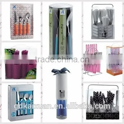 24PCS Stainless Steel Plastic Handle Cutlery Set photo-4