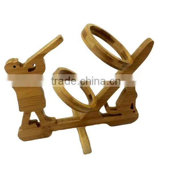WR024/100% Bamboo Material Hot Sale Huntsman Shaped Folding Bamboo Wine Rack photo-4