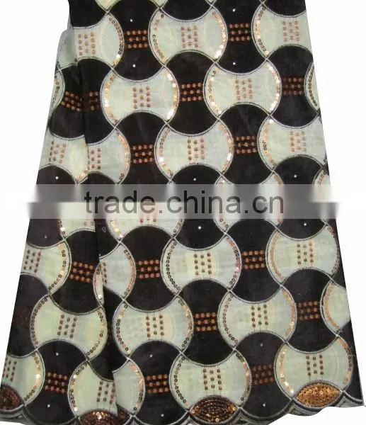 African Organza Lace With Sequins Embroidery CL8096-3 Black+white