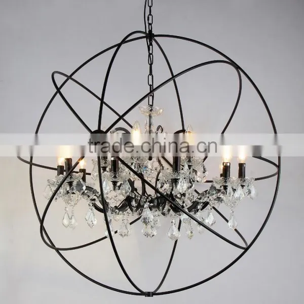Retro nostalgia American K9 crystal chandelier wrought iron chandeliers