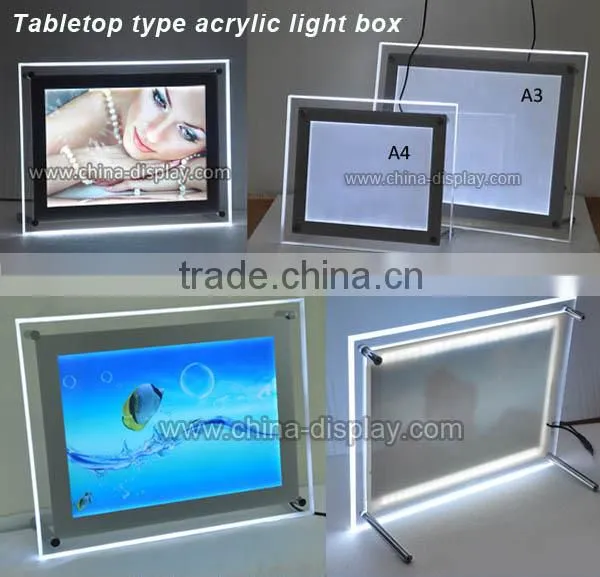 Crystal Acrylic LED Light Box A3 A4 Table Display LED Light Box photo-2
