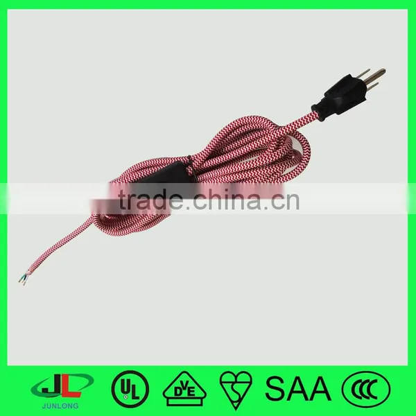 Colorful Fabric Electric Cable With UL NEMA 5-15P AC Male Plug photo-4