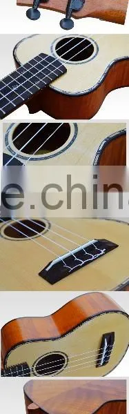 Soprano Solid Spruce & Okoume Plywood Rosewood Fingerboard Mahogany Neck Ukulele photo-2