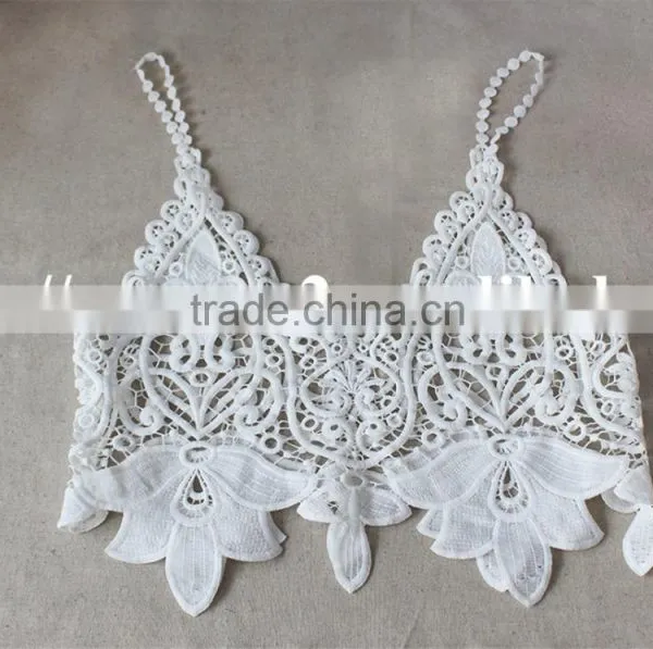 High Quality Big Lily Flower Pattern Polyester Kintted Embroidery Vest for Wholesale photo-3