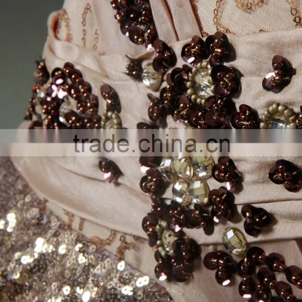RSE689 Long Sleeves Bronze Indian Beaded Dresses For Muslim Mother Of The Bride photo-3