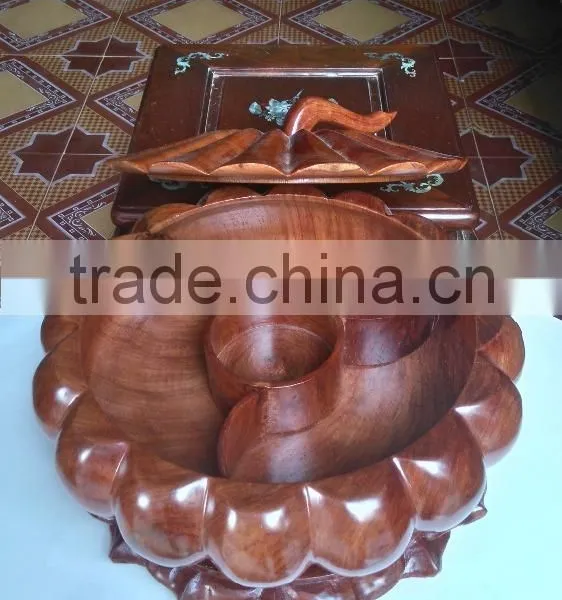 Pumpkin Shaped Pot With Lid and Base, Elegant Wooden Pot From Vietnam photo-5