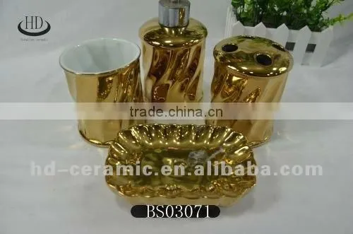 Golden Ceramic Bathroom Set