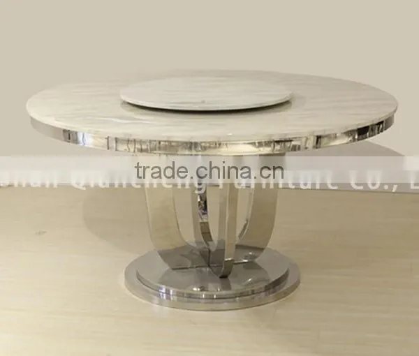 Marble Round Dining Table for 6 People With Lazy Susan Hotel Furniture photo-4