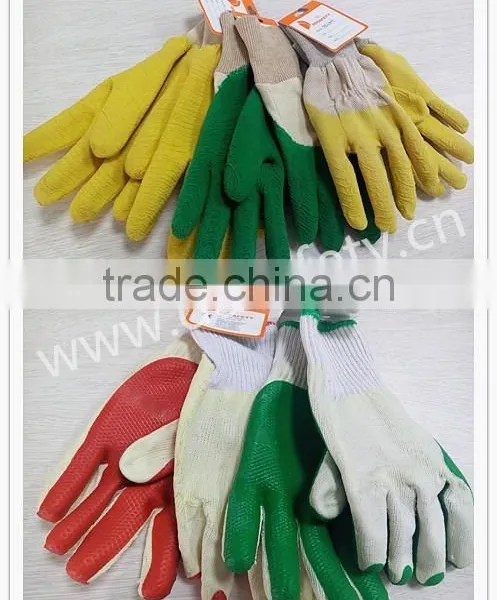 DDSAFETY 2017 Yellow Latex Crinkle Coated Cotton Gloves With Knit Wrist photo-6